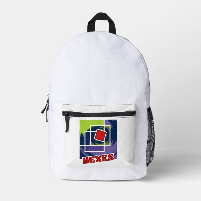 Grüne und Lila Abstrakte Rebellenkneipen mit Hexen Bedruckter Rucksack (Vorderseite)