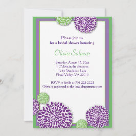 Grüne und lila Blume Brautdusche Einladung