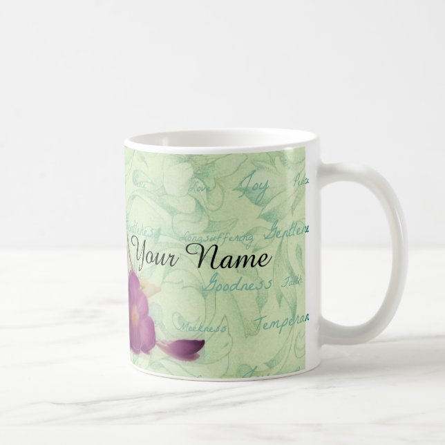 Grüne und lila Blumen-Früchte des Geistes Tasse (Rechts)