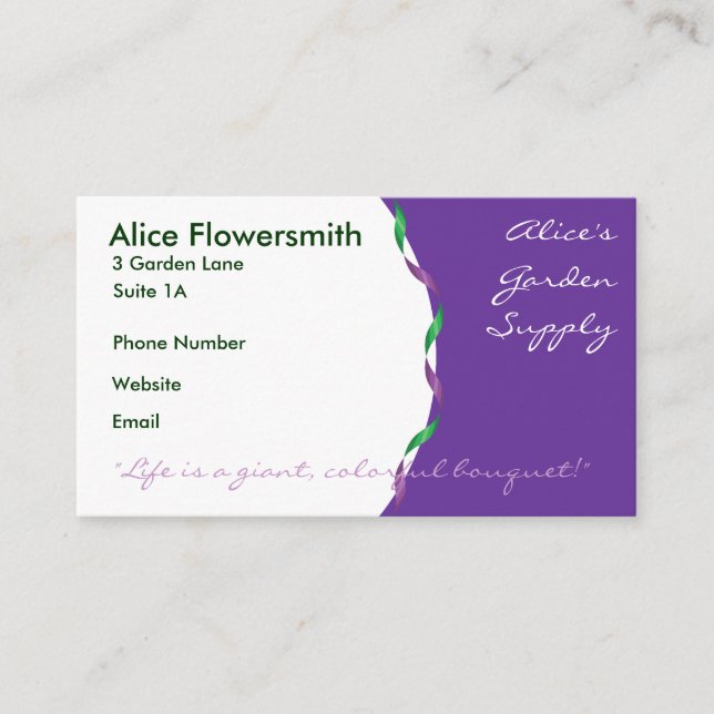 Grüne und Lila Flachbandkarten Visitenkarte (Vorderseite)