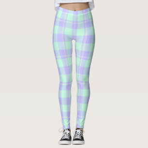 Grüne und Lila Karierte Leggings im Springtime