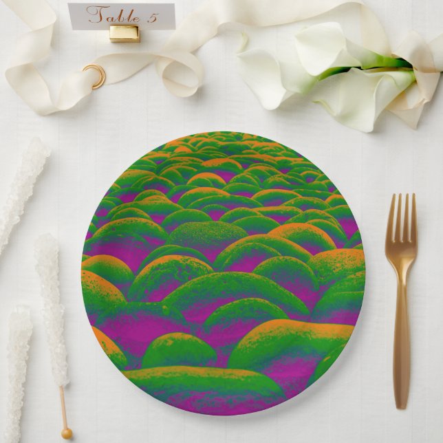 Grüne und Lila Rockscape Pappteller (Hochzeit)