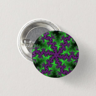Grüne und Lila Schneeflocke Button