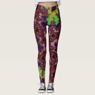 Grüne und Lila Speckle Leggings