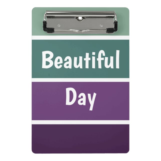 Grüne und Lila Streifen Mini Klemmbrett (Vorderseite)