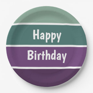 Grüne und Lila Streifen Pappteller