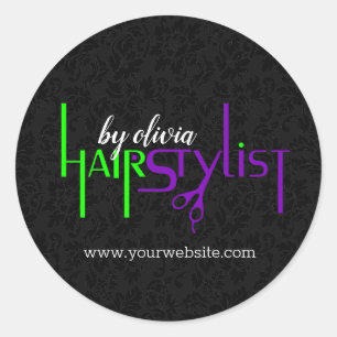 Grüne und Lila Textgestaltung Runder Aufkleber