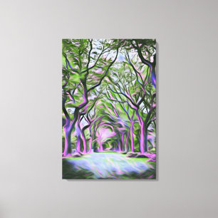 Grüne und Lila Waldlandschaft Digitale Kunst Leinwanddruck