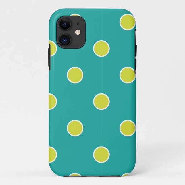 Grüne und Limone Polka-Punkte Case-Mate iPhone Hülle (Rückseite)
