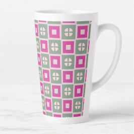 Grüne und Magenta-Blumen-Lattemug mit Kastenmuster Milchtasse