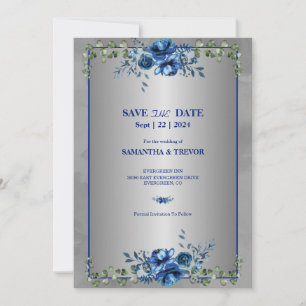 Grüne und metallische Goldblüten: Save the Date Einladung