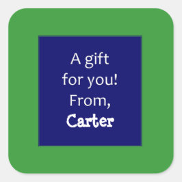 Grüne und Navy benutzerdefinierte Kinder geben Auf Quadratischer Aufkleber