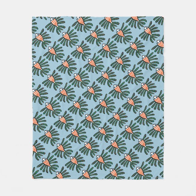 Grüne und orange Doppelflossen-Fische Fleecedecke (Vorderseite)