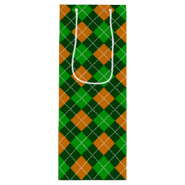 GRÜNE UND ORANGE IRISCHE KARIERTE MUSTER GESCHENKTÜTE FÜR WEINFLASCHEN
