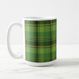 GRÜNE UND ORANGE IRISH KARIERTES MUSTER KAFFEETASSE