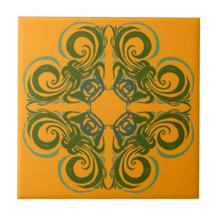 Grüne und orange Retro-Kacheln Fliese
