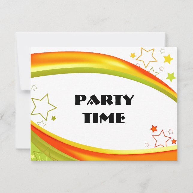 Grüne und orange Sterne Einladung (Vorderseite)