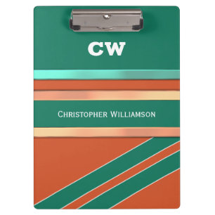 Grüne und orangefarbene Namensschilder Klemmbrett