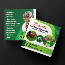 Grüne und orangefarbene Rasenpflege Landscaping &  Quadratische Visitenkarte