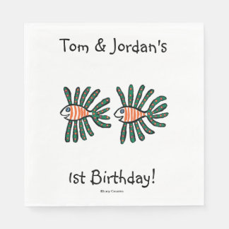 Grüne und orangefarbene Zwillingsfische Serviette