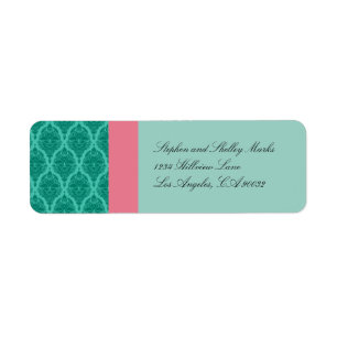 Grüne und rosa Damaskus-Hochzeitsmarken