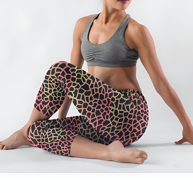 Grüne und rosa Giraffe Safari Print Leggings (Von Creator hochgeladen)