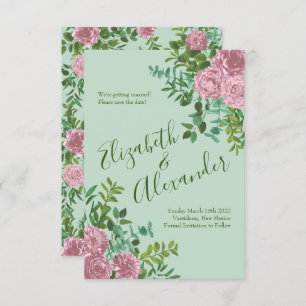 Grüne und rosa Hochzeitspastel Einladung