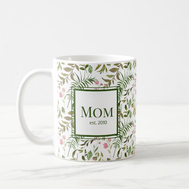 Grüne und rosa Mama Kaffeetasse (Links)