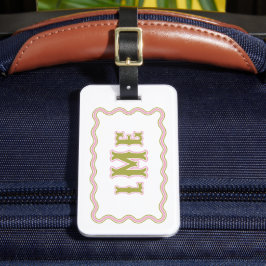 Grüne und rosa maßgeschneiderte gekerbte Monogramm Gepäckanhänger