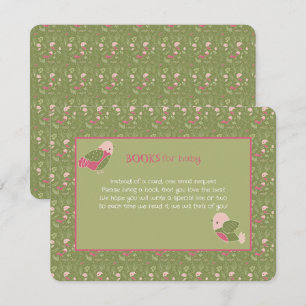 Grüne und rosa Niedliche Vogelbücher für Kinder Begleitkarte