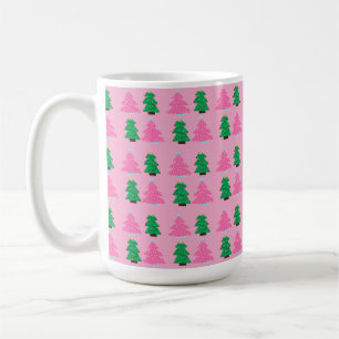 Grüne und rosa Weihnachtsbäume Kaffeetasse