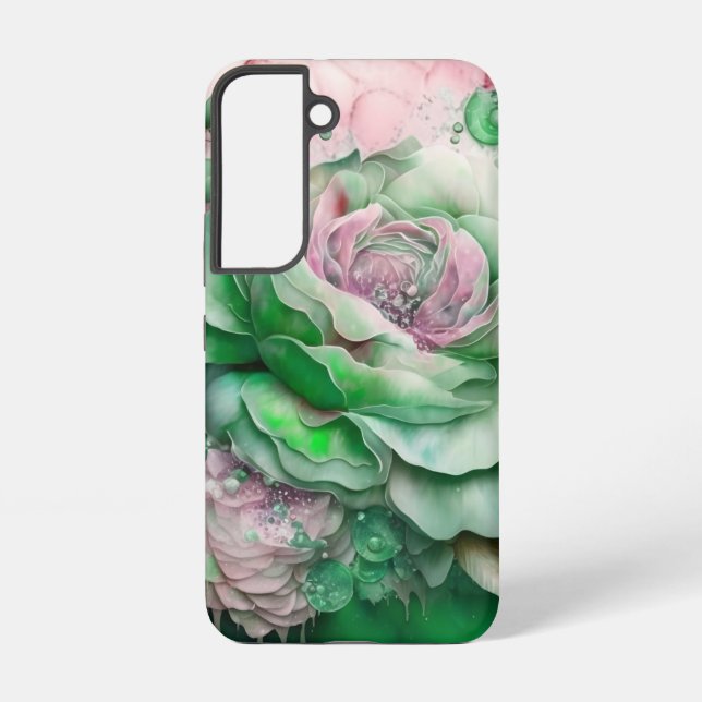 Grüne und rosafarbene Riesen-Rose Samsung Galaxy Hülle (Rückseite)