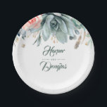 Grüne und Rosengarten Hochzeit Pappteller<br><div class="desc">Grüne Hochzeitspapiere Teller</div>