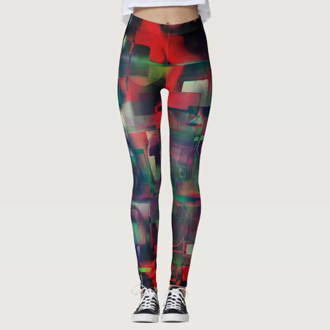 Grüne und rote Bildschichten und ein leichter Wand Leggings (Vorderseite)