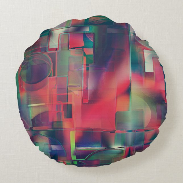 Grüne und rote Bildschichten und ein leichter Wand Rundes Kissen (Rückseite)