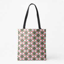 Grüne und rote Blumenmuster-Tasche