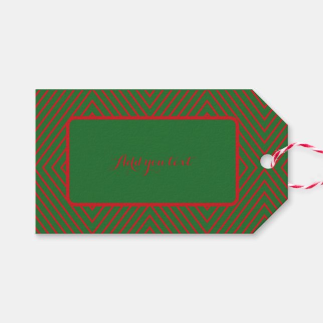 Grüne und rote diagonale Linien Geschenkanhänger (Vorderseite (Horizontal))