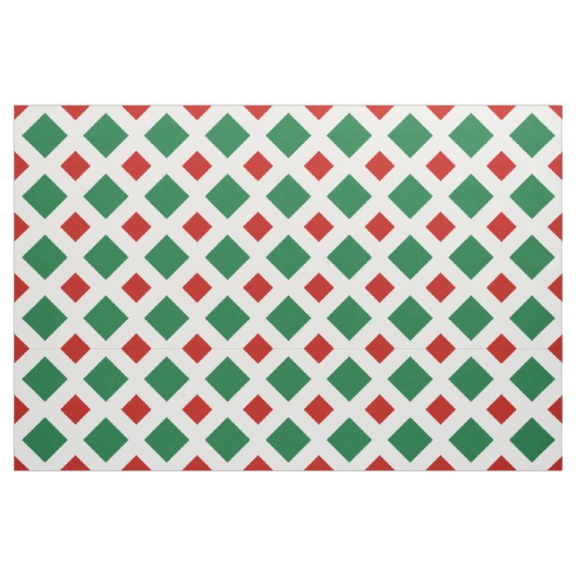 Grüne und rote Diamanten auf weißes Stoff (Fat Quarter (45,7 x 55,9 cm))