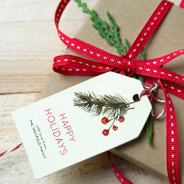 Grüne und rote Kiefern und Berries Geschenkanhänger