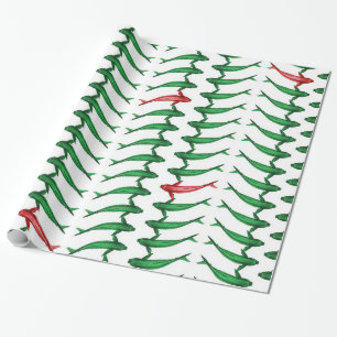 Grüne und rote Koi Fisch-Geschenk-Verpackung Geschenkpapier