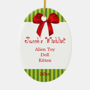 Grüne und rote kundenspezifische Wishlist Keramik Ornament