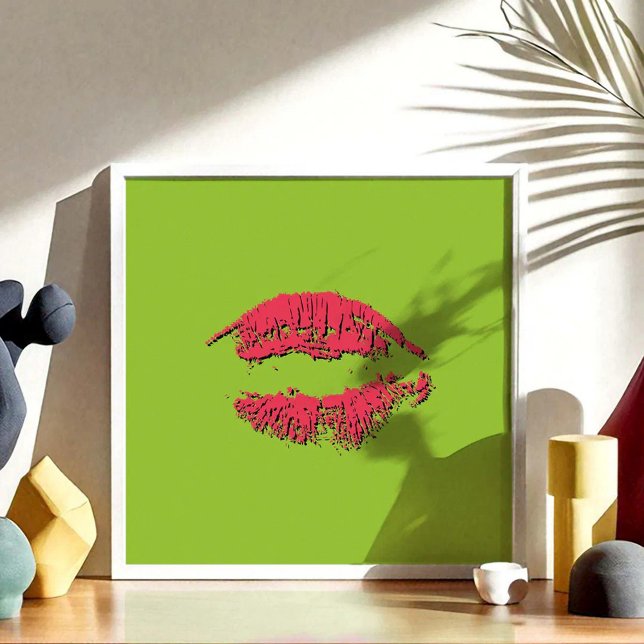 Grüne und rote küssende Lippen Poster (Von Creator hochgeladen)