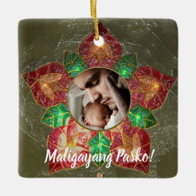 Grüne und rote philippinische mündliche Art, Keramikornament (Vorderseite)