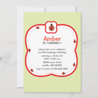 Grüne und rote Polka dots Geburtstagsfeier Einladung
