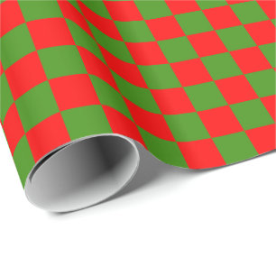Grüne und rote Schachbrettquadrate Geschenkpapier