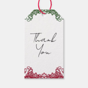 Grüne und rote Spitze Elegante Fiesta-Hochzeit  Geschenkanhänger