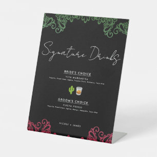 Grüne und rote Spitzen-Fiesta-Hochzeitssignaturget Sockelschild