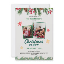Grüne und rote Vintage-Foto-Familien-Weihnachtsfei