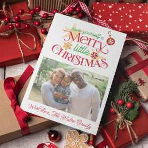 Grüne und rote Vintage-Weihnachtsfamilienfoto Feiertagspostkarte