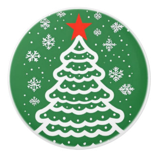 Grüne und rote Weihnachten Keramikknauf